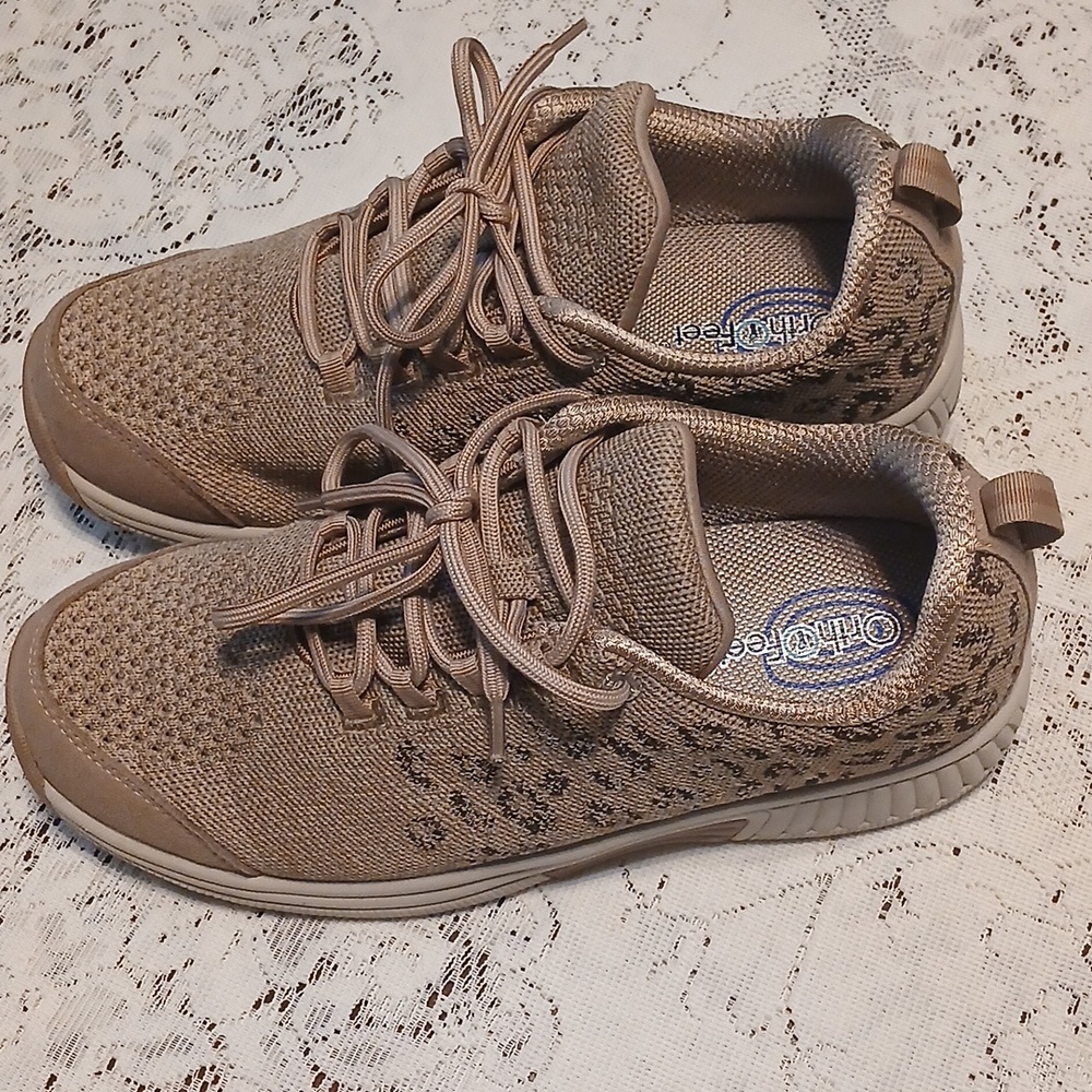 Orthofeet Taupe Knit Comfort Slip-On Shoe sz. 9X-Wide - Picture 6 of 6